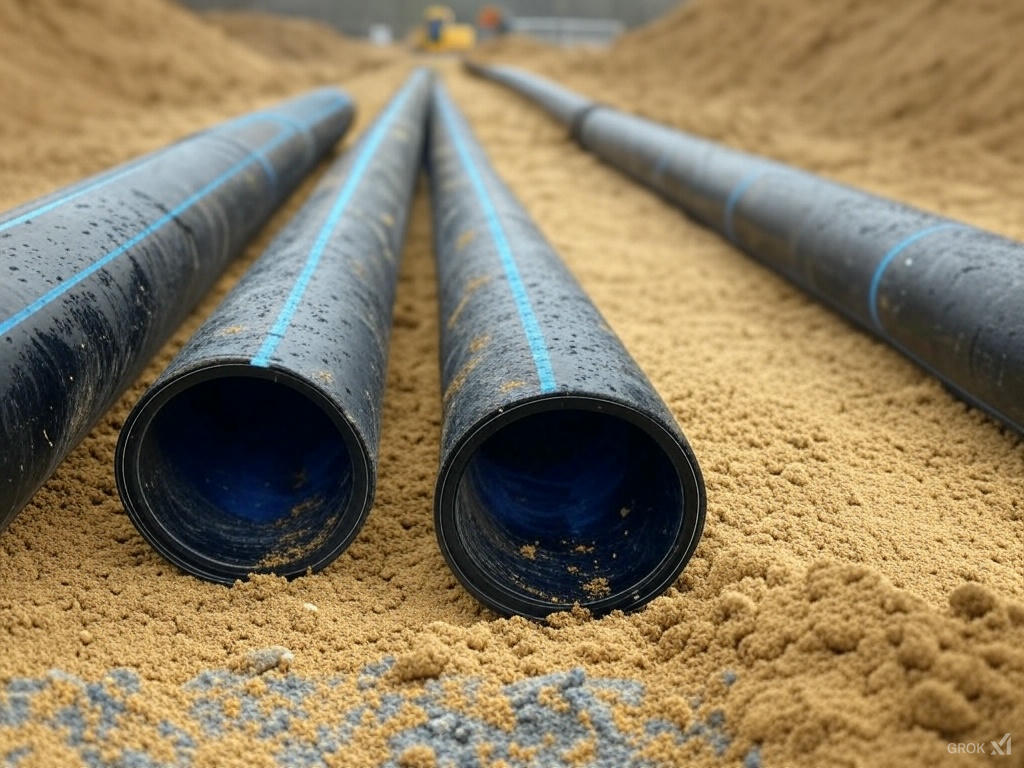 Заложение ПНД труб